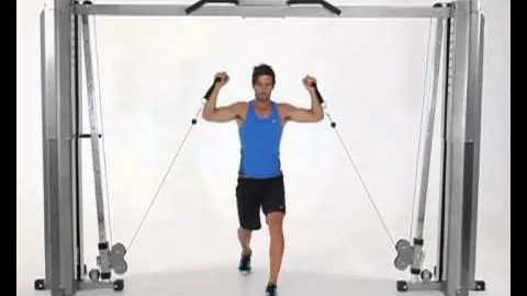 Lunges with Cable Shoulder Press