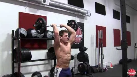 Standing Overhead Tricep Extension with E-Z Curl Bar